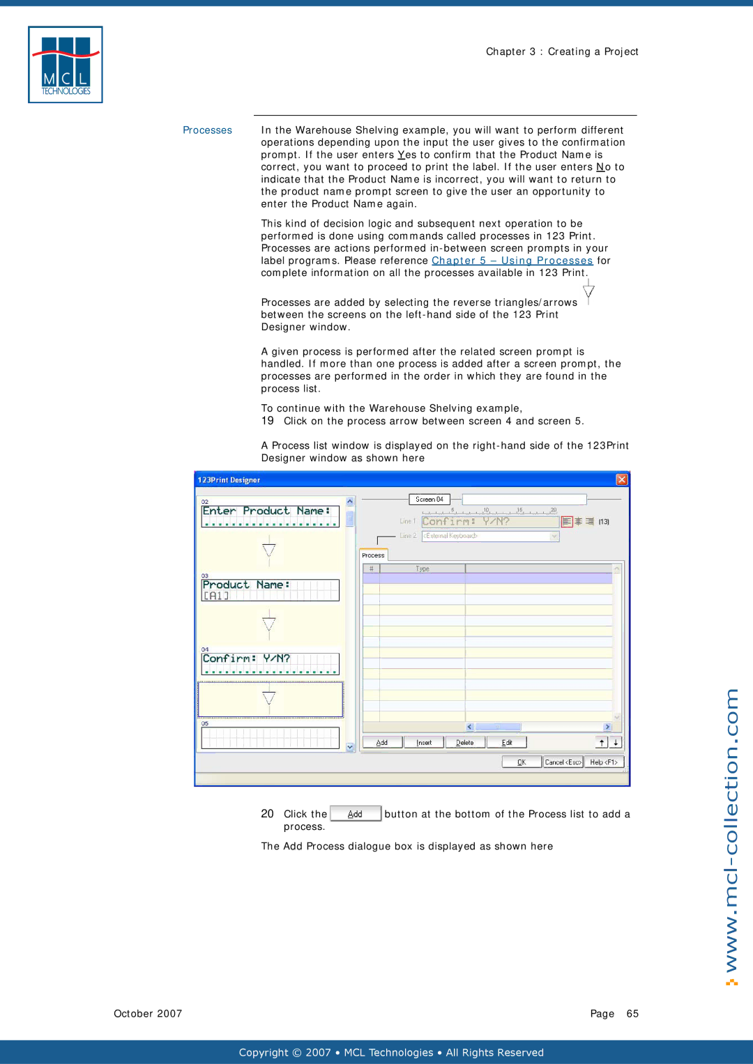 Datamax v1.1x user manual Button at the bottom of the Process list to add a 