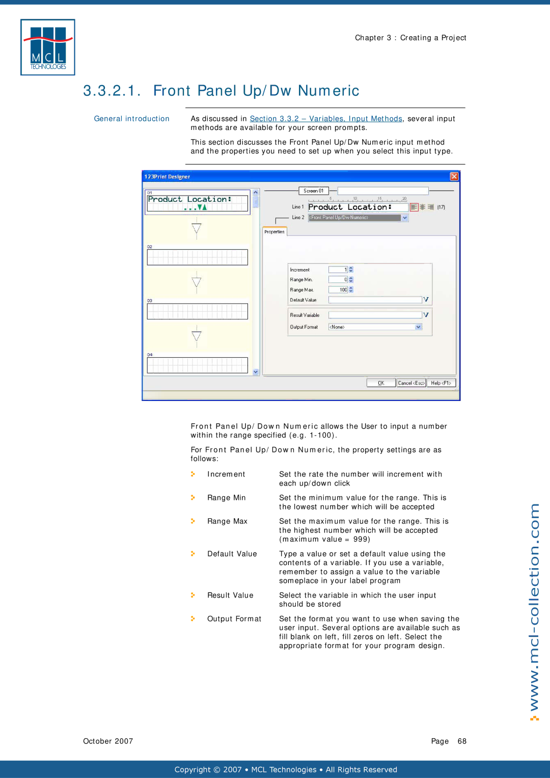 Datamax v1.1x user manual Front Panel Up/Dw Numeric, Methods are available for your screen prompts 