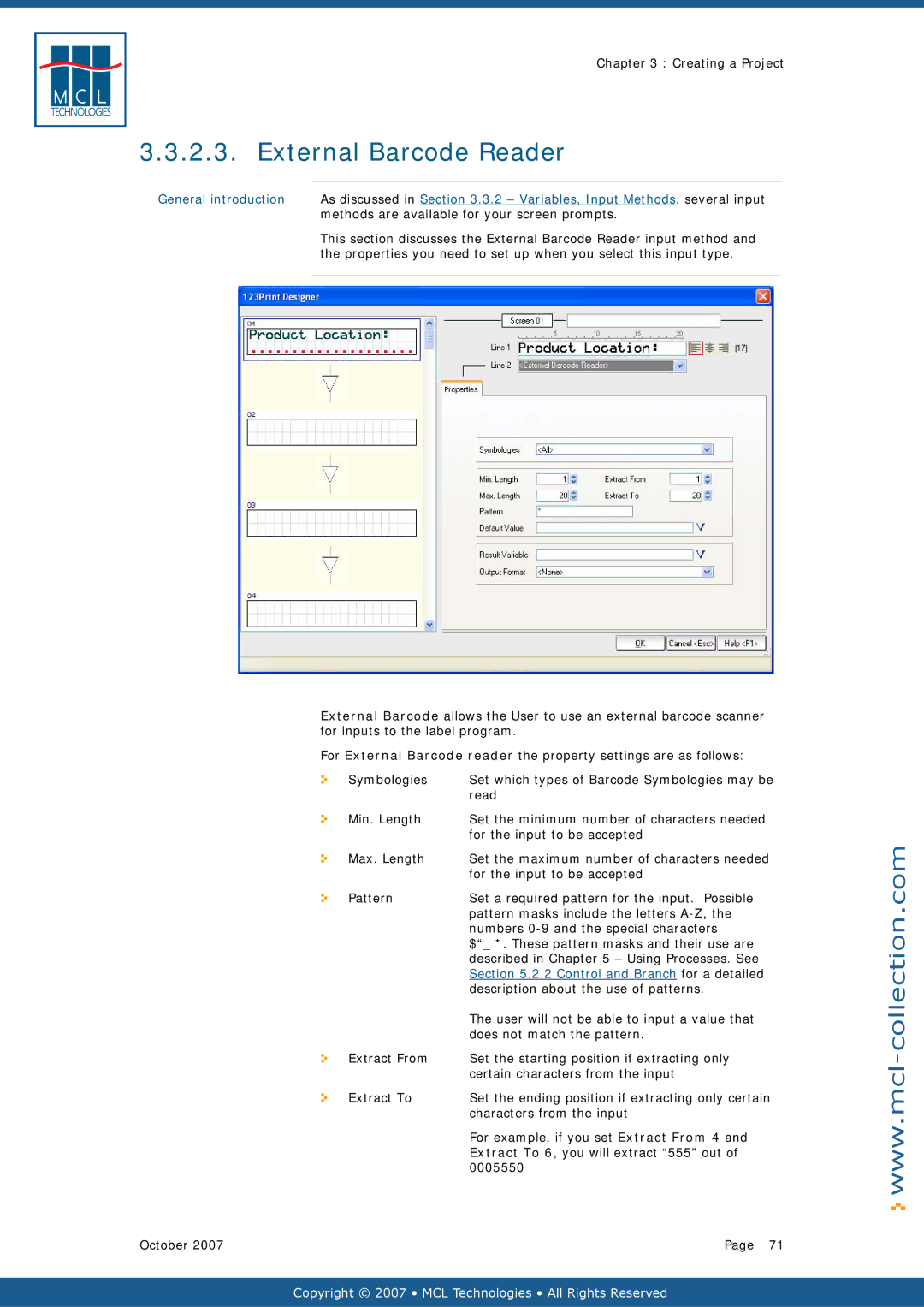 Datamax v1.1x user manual External Barcode Reader, User will not be able to input a value that, Does not match the pattern 