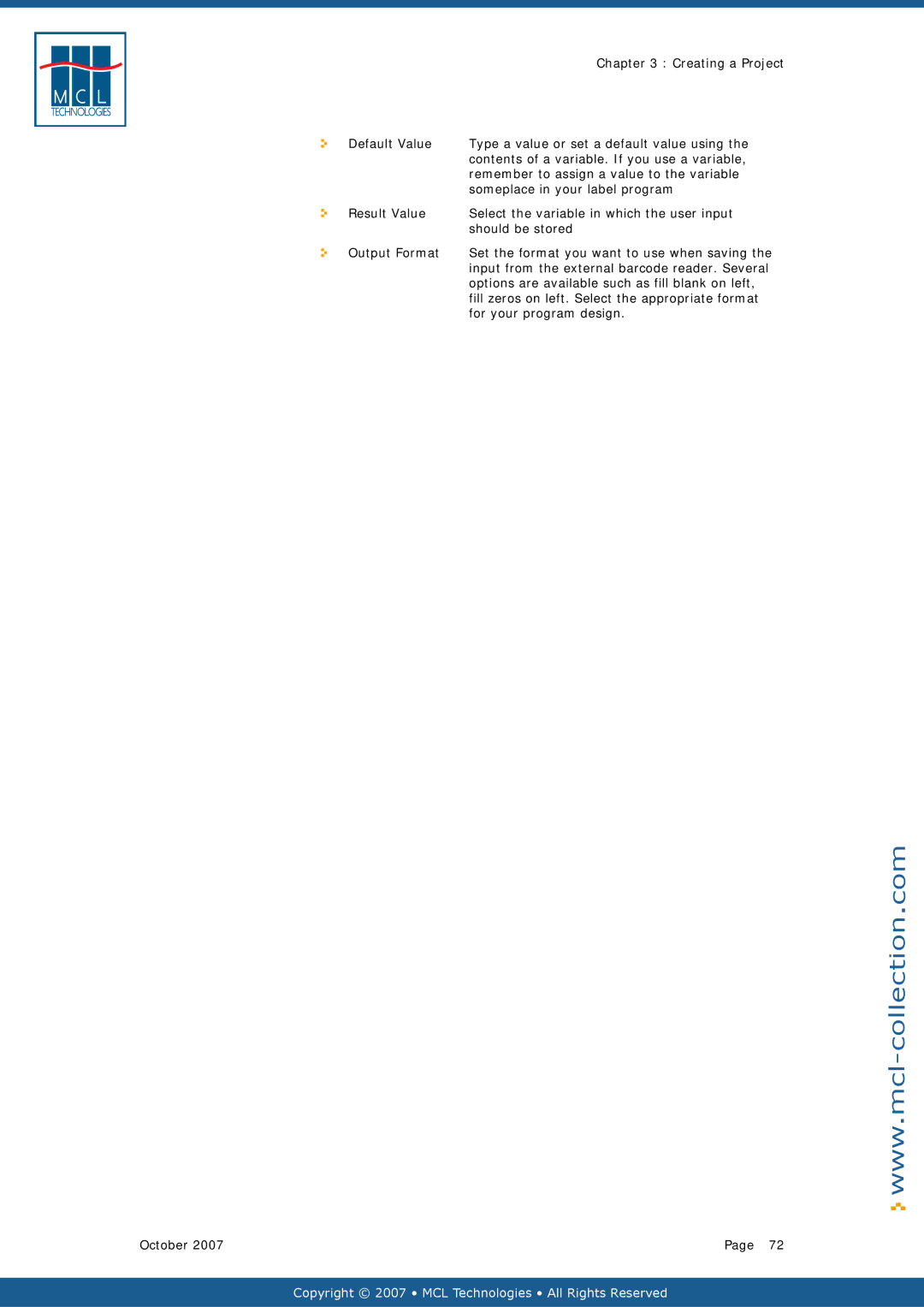 Datamax v1.1x user manual Input from the external barcode reader. Several 