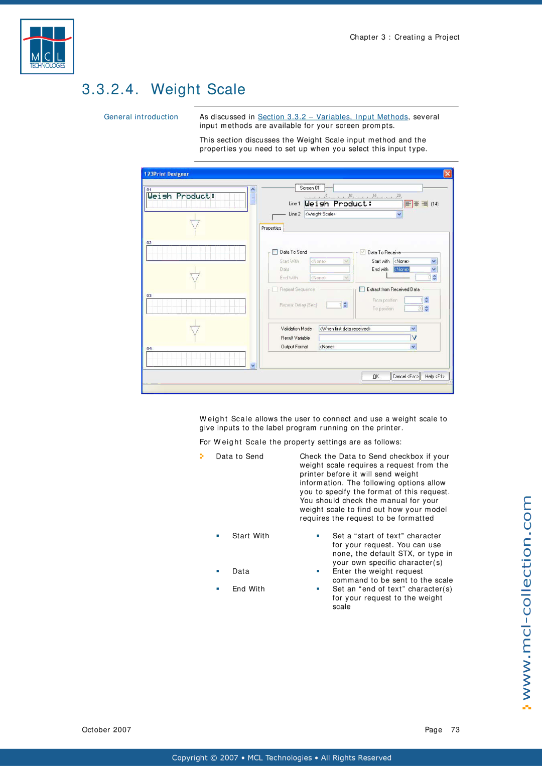 Datamax v1.1x user manual Weight Scale 