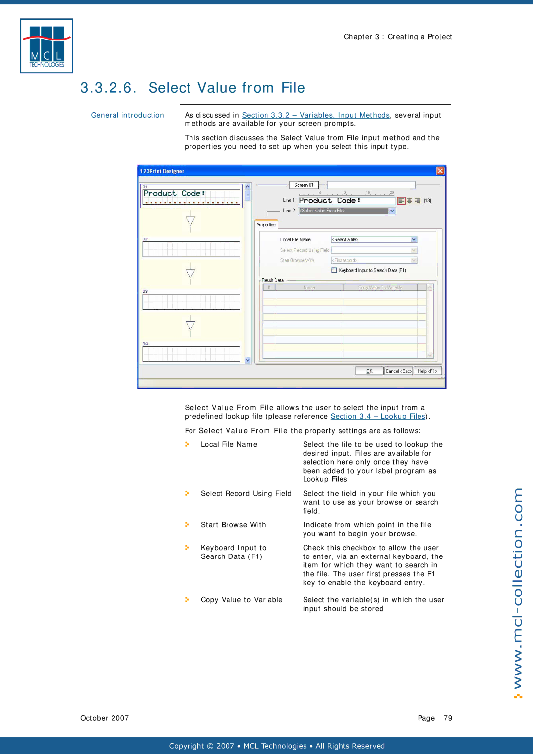 Datamax v1.1x user manual Select Value from File 