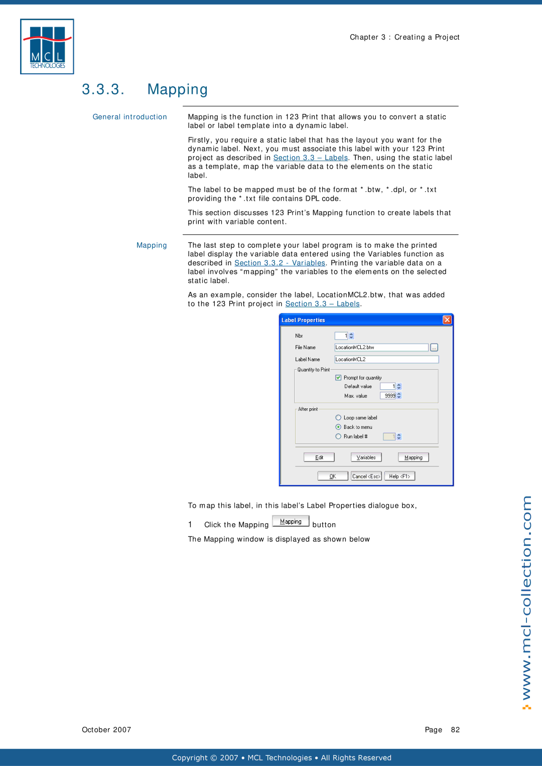 Datamax v1.1x user manual Mapping 