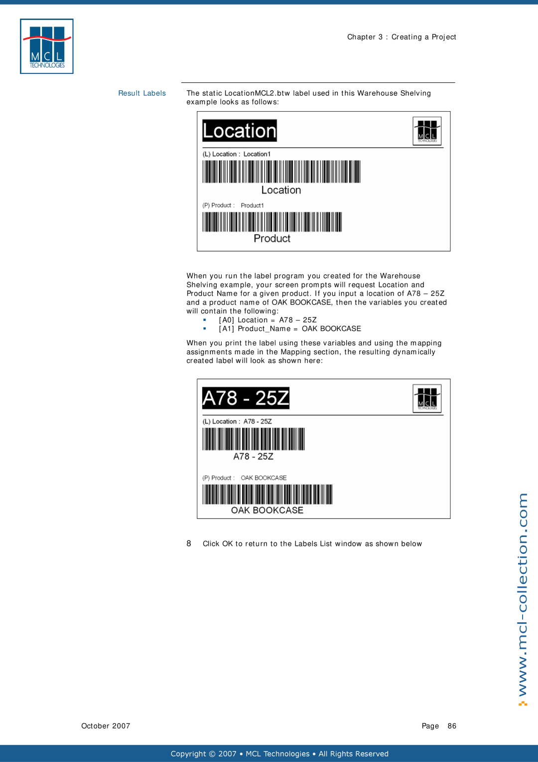 Datamax v1.1x user manual Result Labels, Example looks as follows 