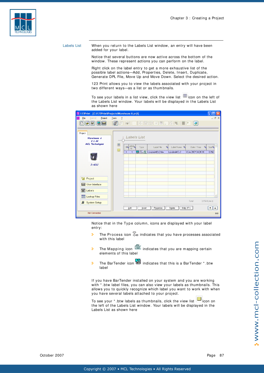 Datamax v1.1x user manual Labels List, Added for your label, Two different ways-as a list or as thumbnails 