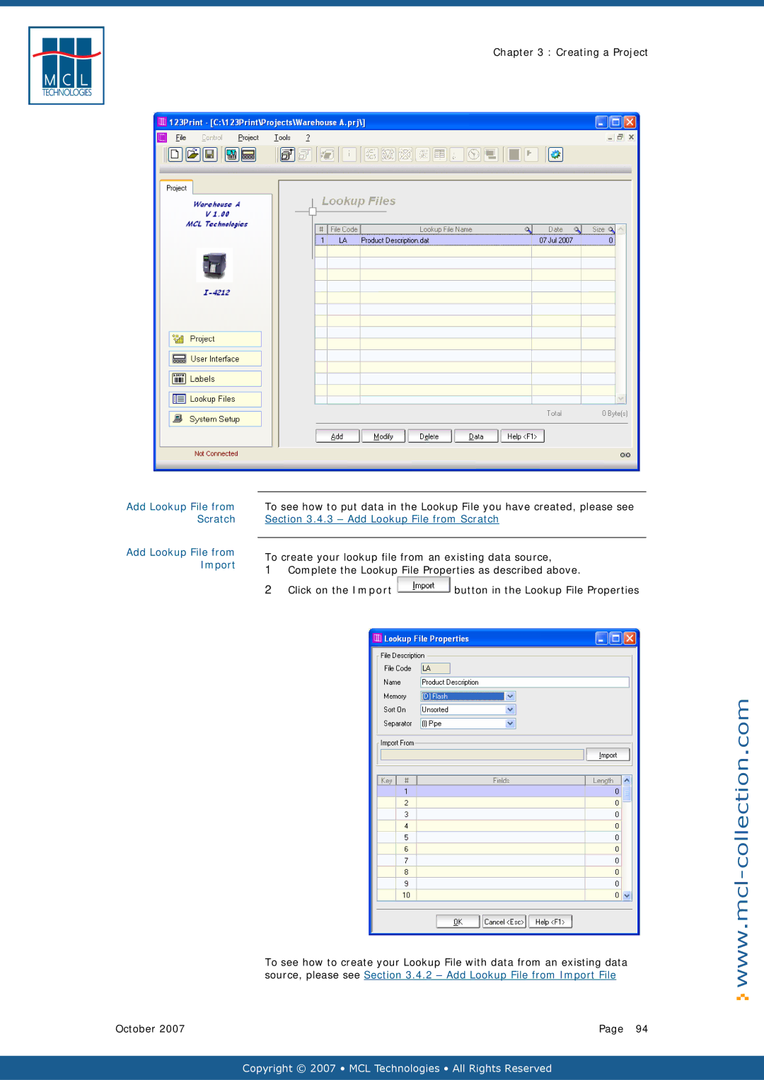 Datamax v1.1x user manual Add Lookup File from Scratch Add Lookup File from Import 