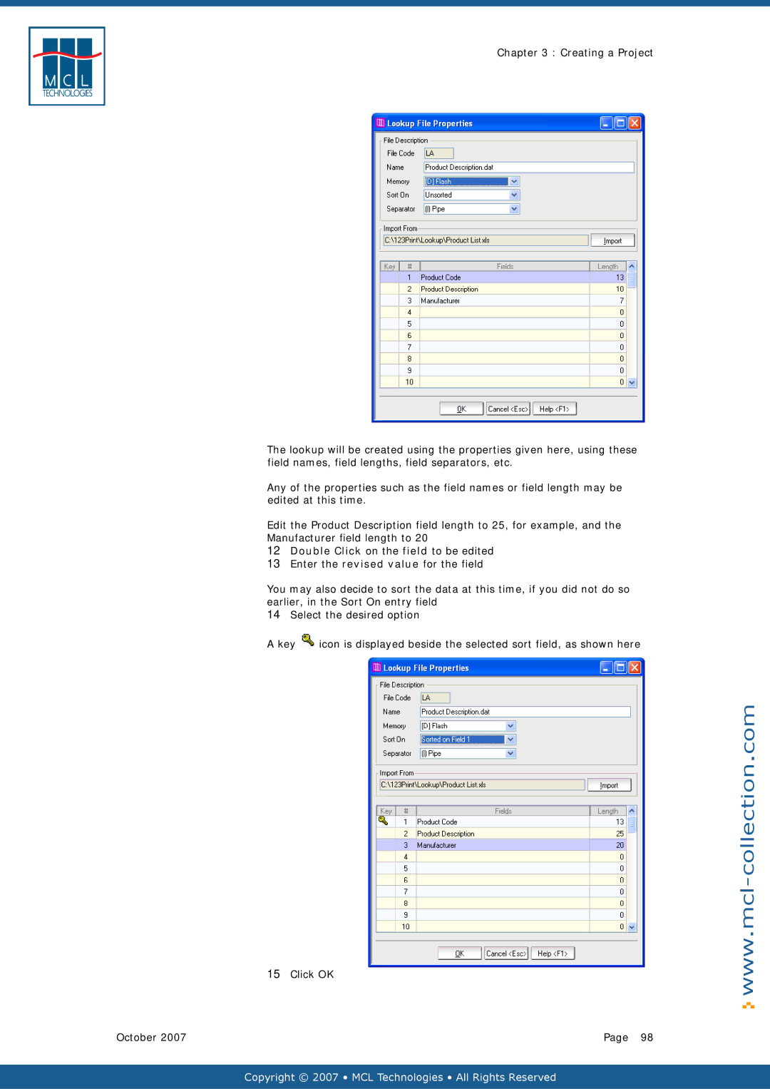 Datamax v1.1x user manual Double Click on the field to be edited 