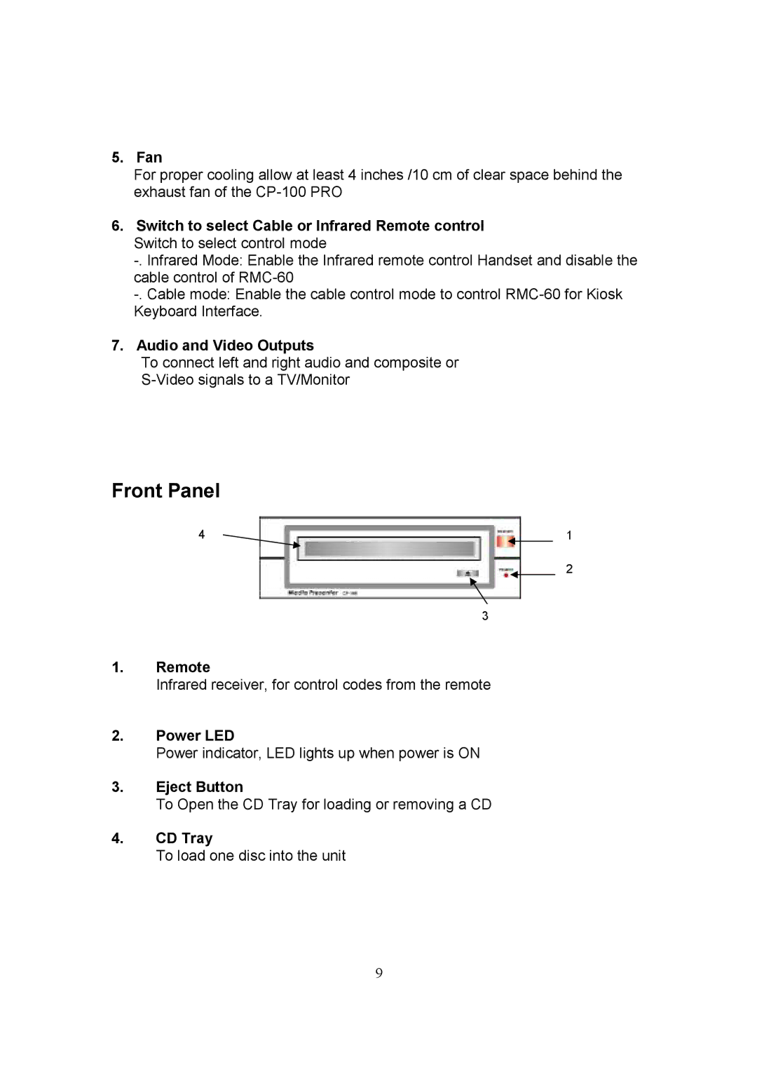 Datavideo CP-100 PRO instruction manual Front Panel 