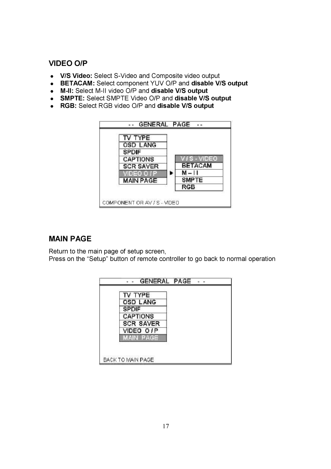 Datavideo CP-100 PRO instruction manual Video O/P, Main 