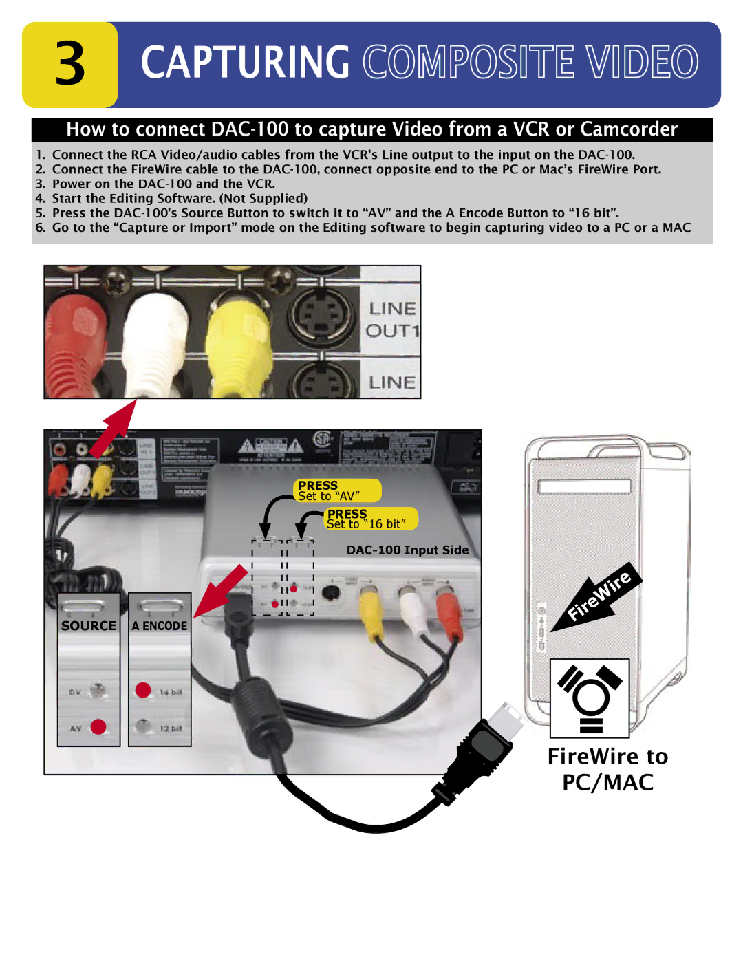 Datavideo DAC-100 manual Capturing 