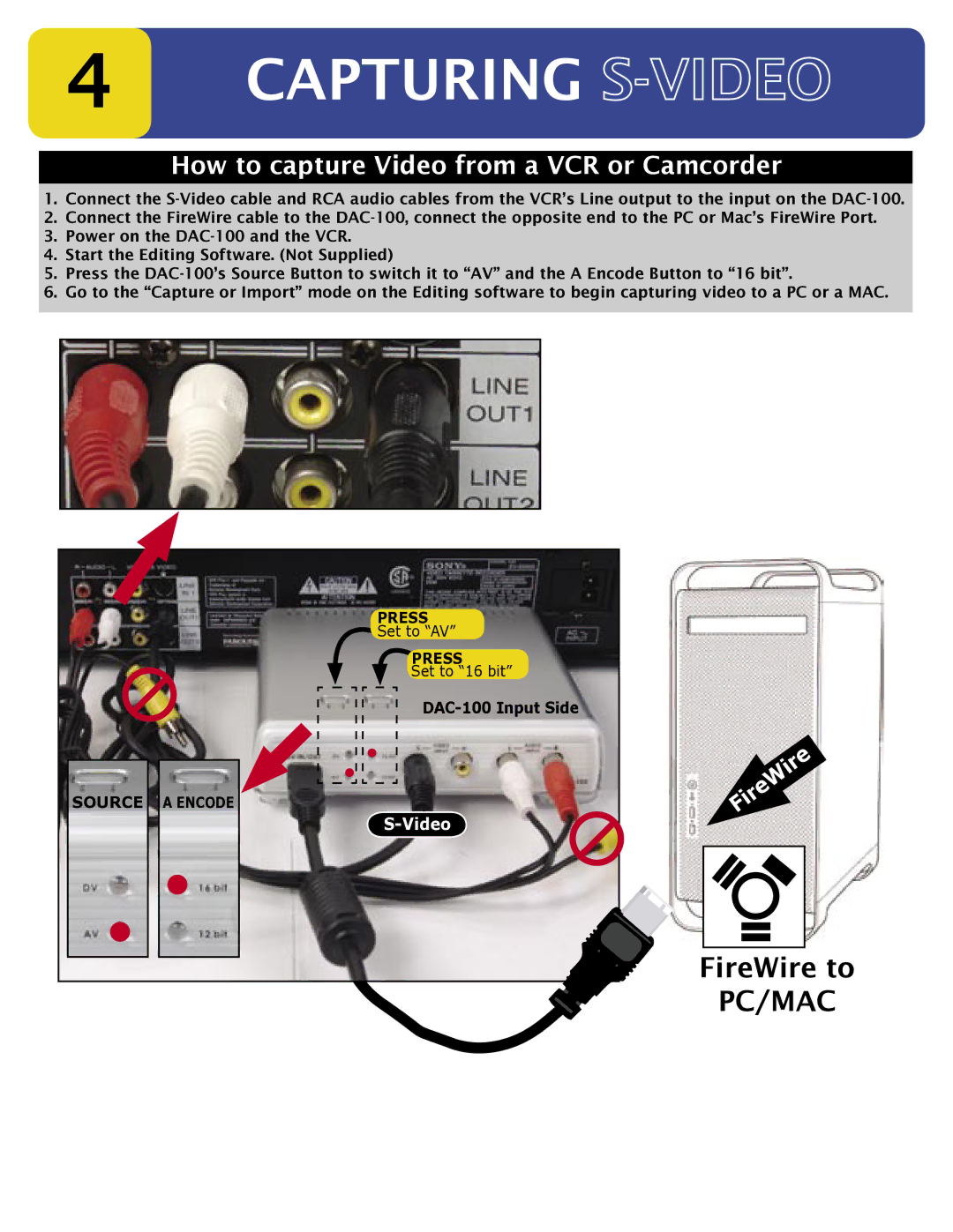 Datavideo DAC-100 manual Capturing 