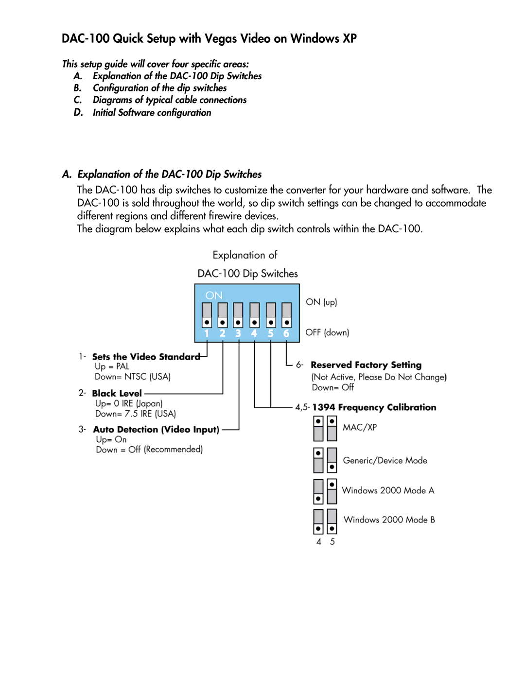 Datavideo manual DAC-100 Quick Setup with Vegas Video on Windows XP 