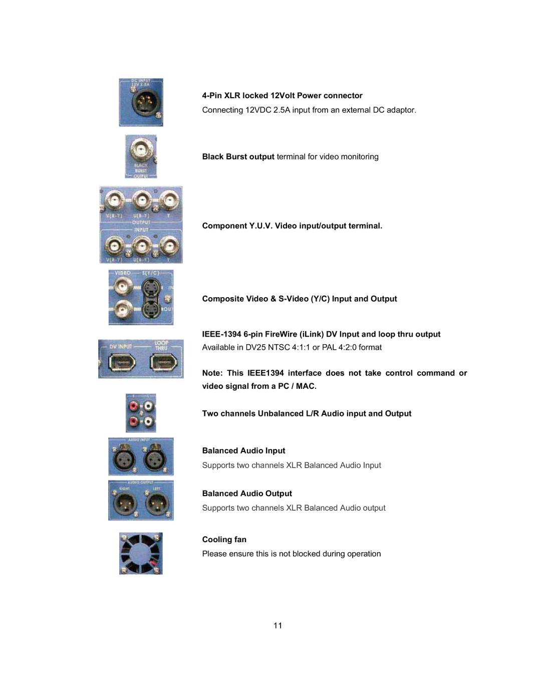 Datavideo MP-6000 Mk2 manual Balanced Audio Output 