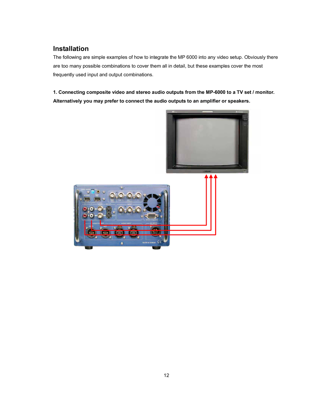 Datavideo MP-6000 Mk2 manual Installation 