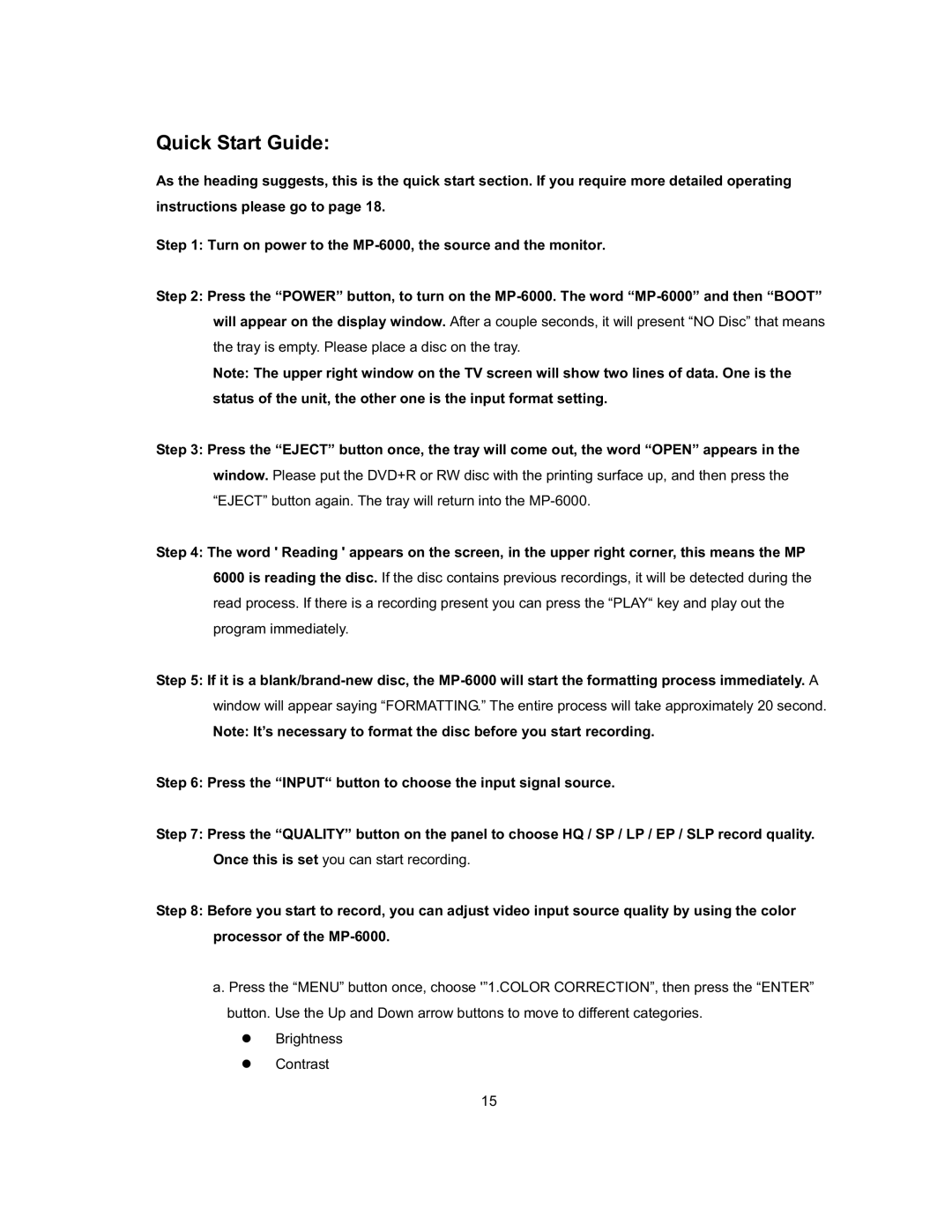 Datavideo MP-6000 Mk2 manual Quick Start Guide 