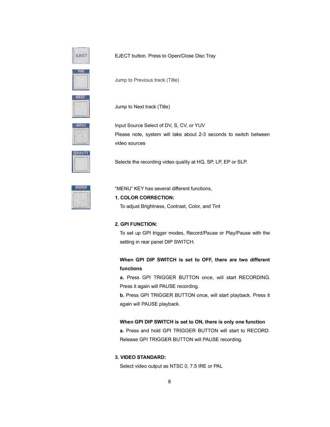 Datavideo MP-6000 Mk2 manual Color Correction 