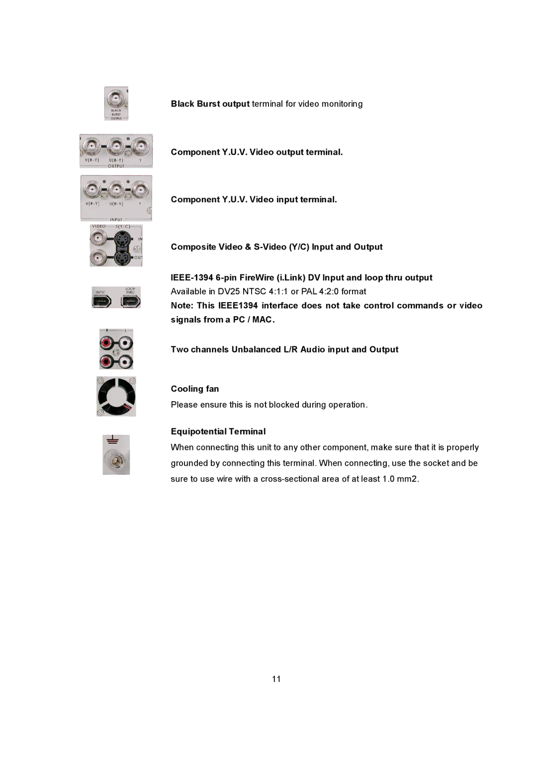 Datavideo MP6000MD manual Equipotential Terminal 