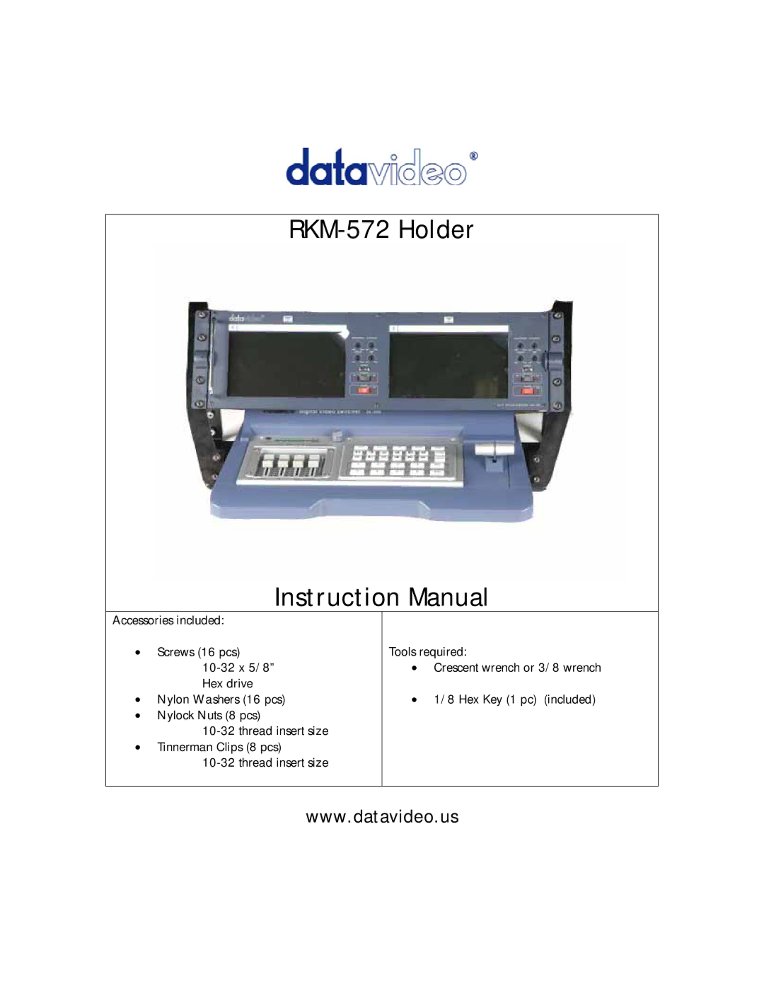 Datavideo instruction manual RKM-572 Holder 