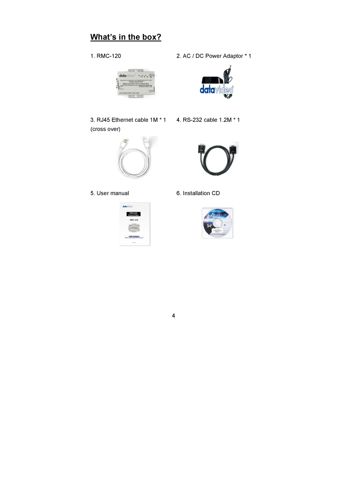 Datavideo RMC-120 user manual What’s in the box? 