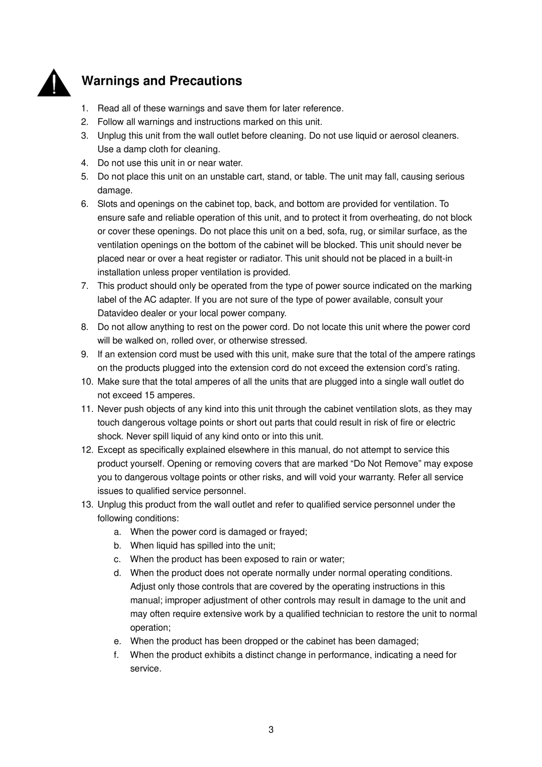 Datavideo TLM-702 instruction manual 