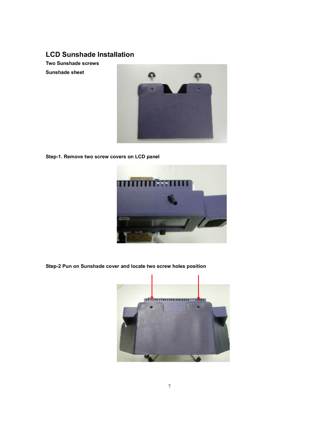 Datavideo TLM-70D manual LCD Sunshade Installation 