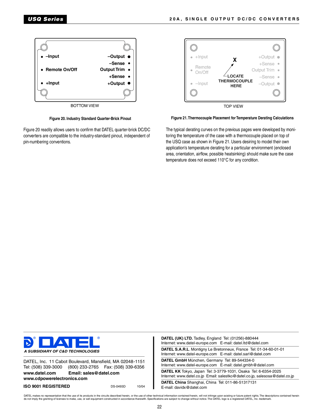 Datel 20A manual Output Trim, Datel S.A.R.L. Montigny Le Bretonneux, France Tel, Mail datel.sarl@datel.com 