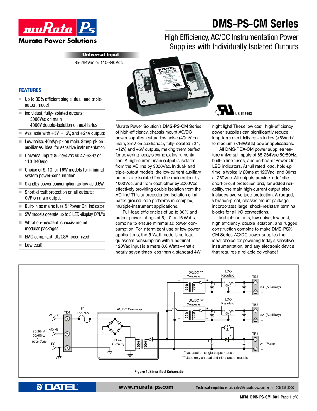 Datel manual DMS-PS-CM Series, Features 