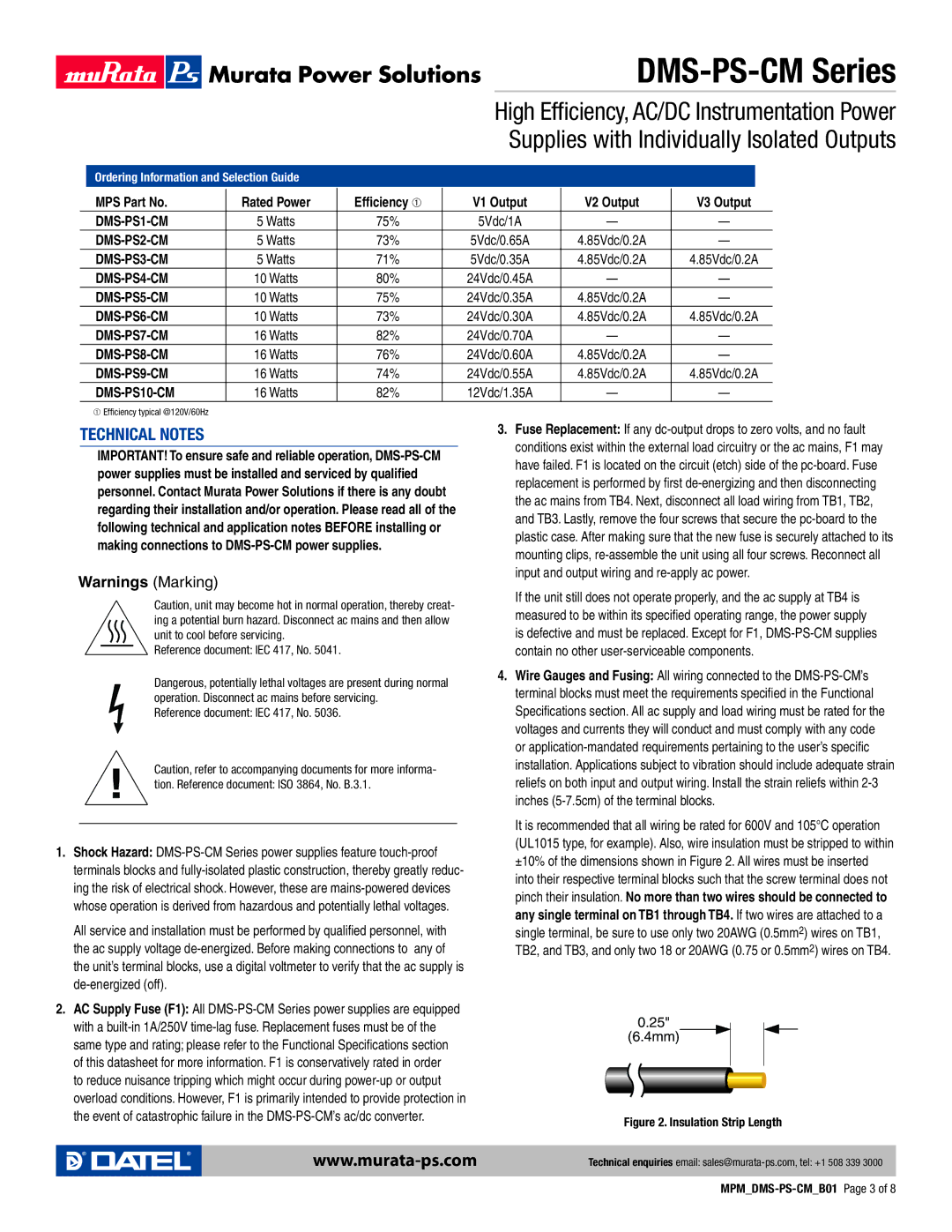 Datel DMS-PS-CM manual Technical Notes, Reference document IEC 417, No 