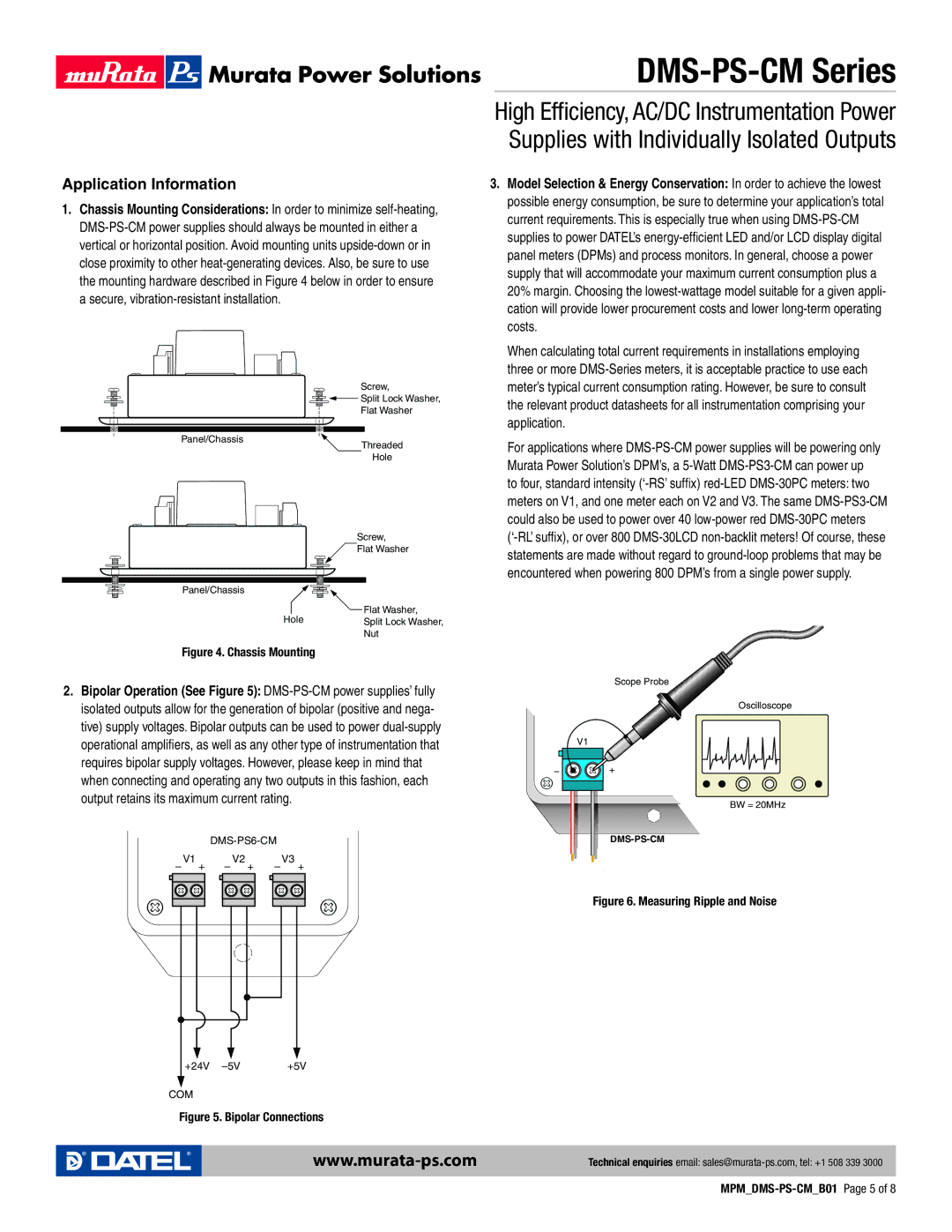 Datel DMS-PS-CM manual Application Information, Chassis Mounting 