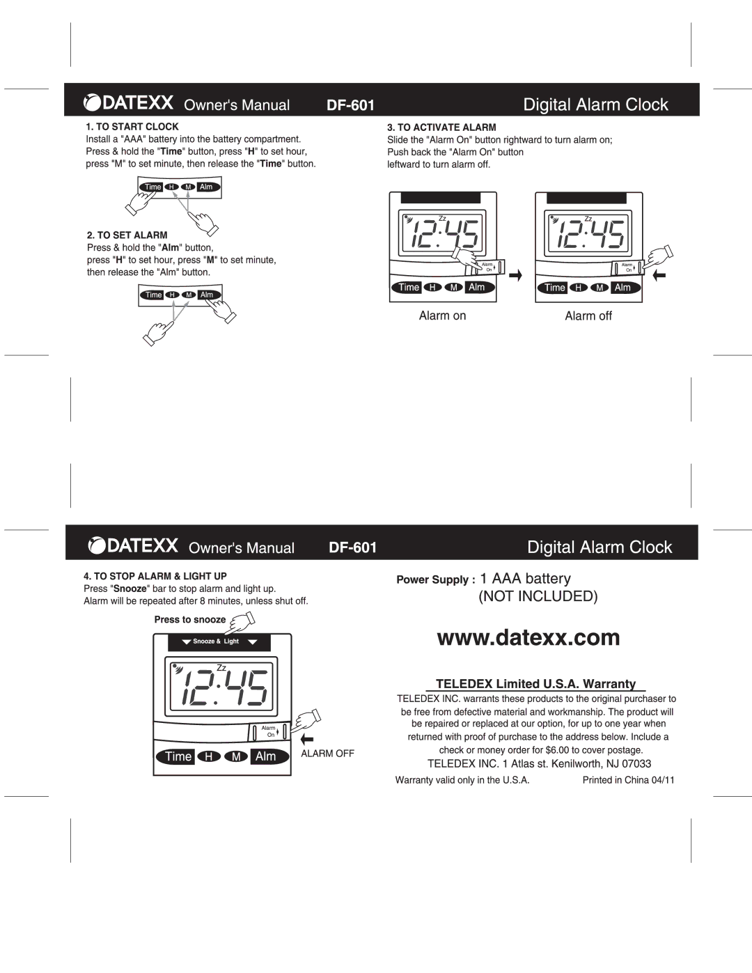 Datexx Df-601 manual 