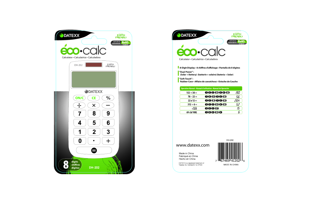 Datexx operation manual 190, 264, Digits chiﬀres Dígitos DH-202 