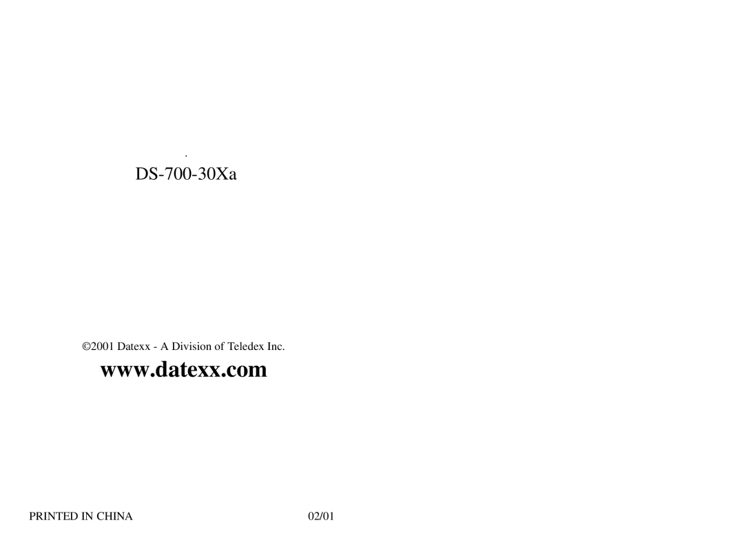 Datexx DS-700-30Xa owner manual 