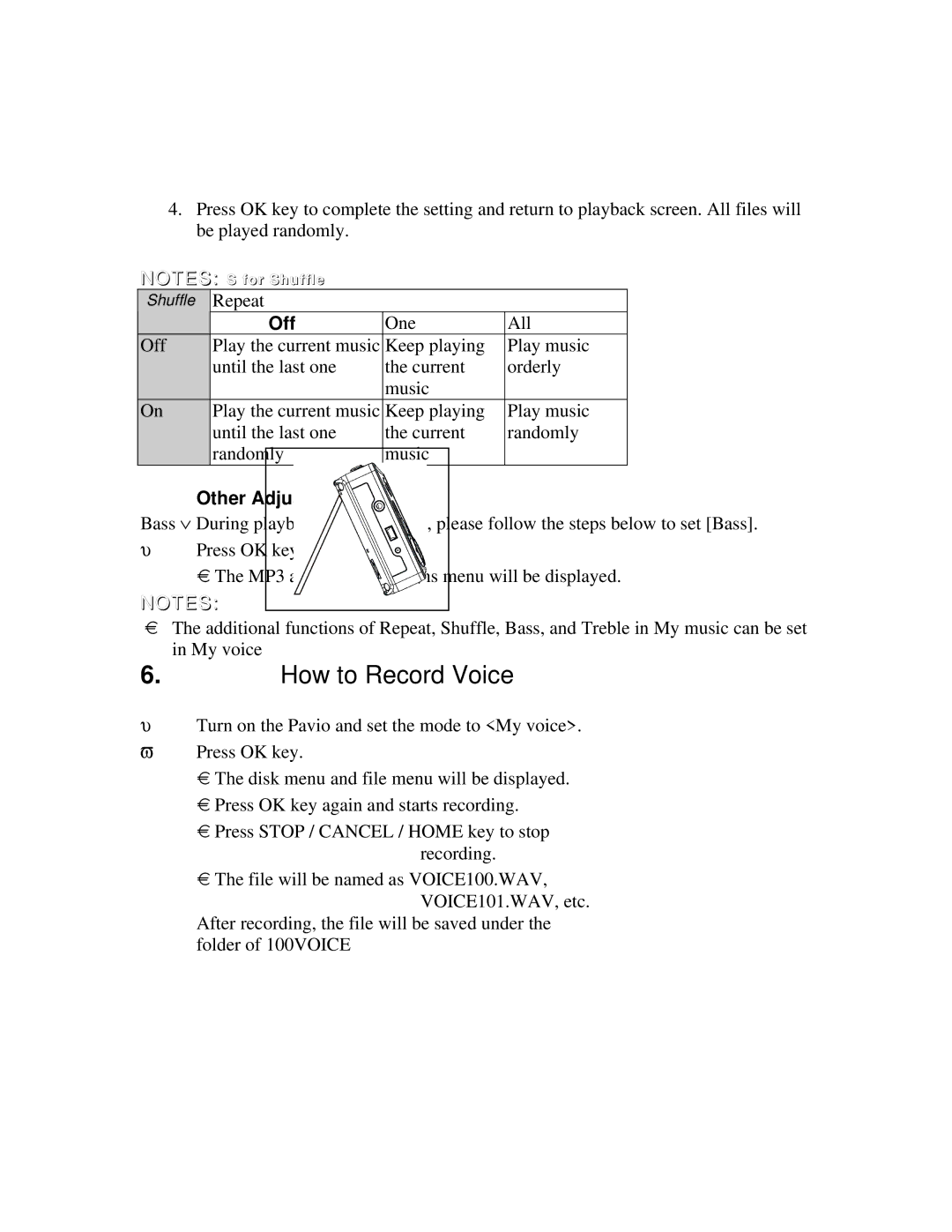 Datexx PVR30T manual How to Record Voice, Off 