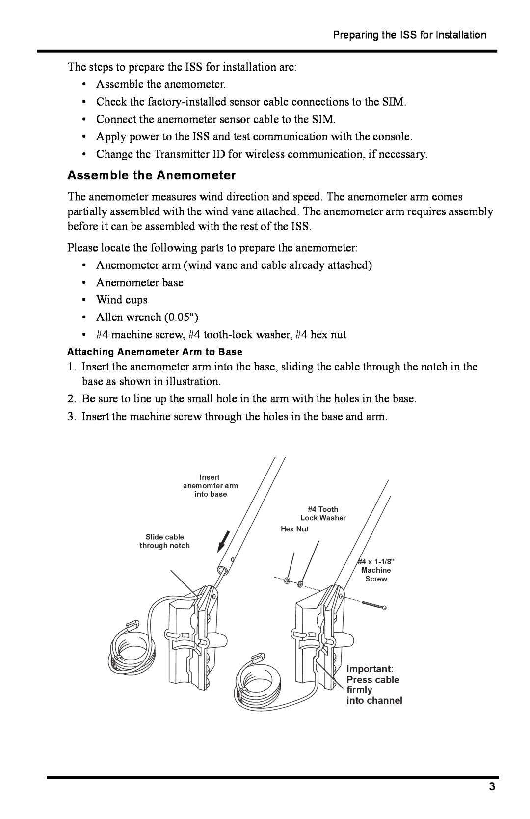 DAVIS 6322C installation manual Assemble the Anemometer 