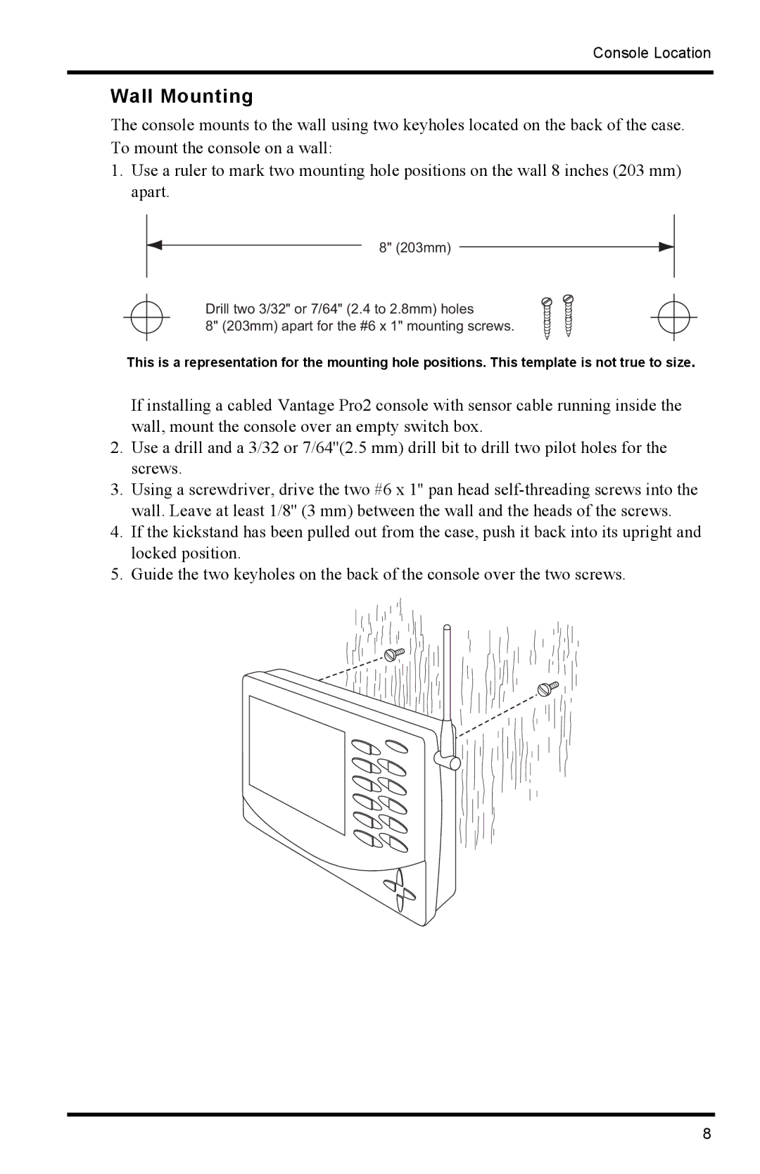 Davis Instruments 6152C manual Wall Mounting 