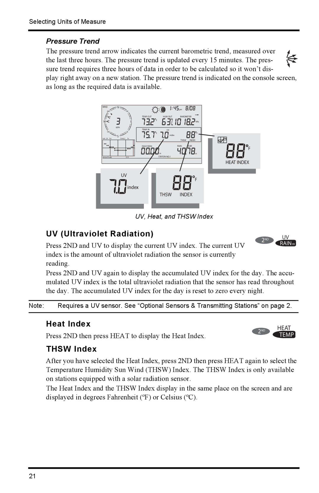 Davis Instruments 6152C manual UV Ultraviolet Radiation, Thsw Index 