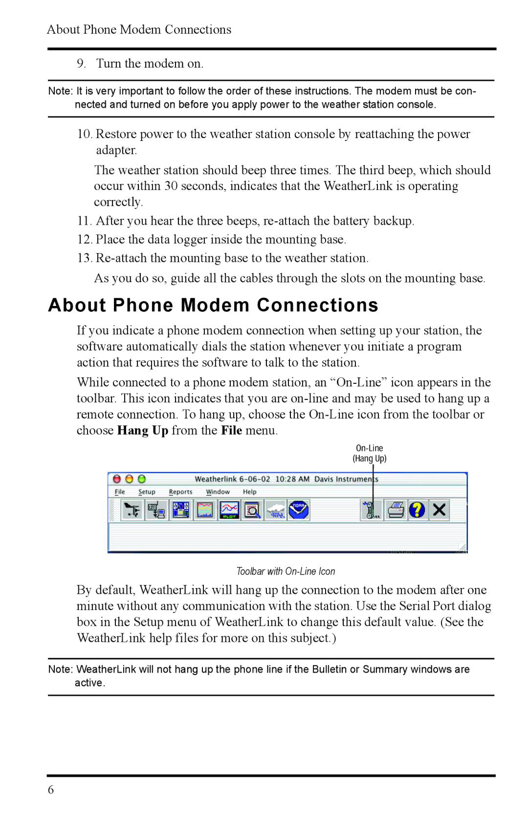 Davis Instruments 7855 manual About Phone Modem Connections 