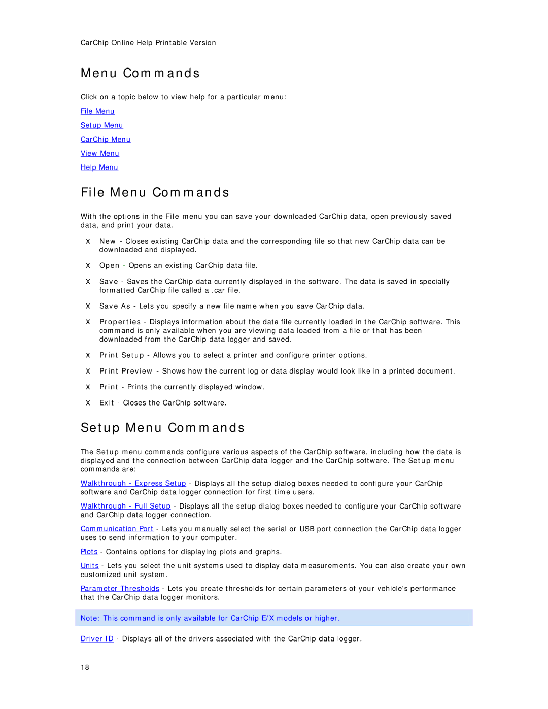 Davis Instruments 8211, 8241, 8245, 8246, 8226, 8220, 8221, 8225, 8210 manual Setup Menu Commands 