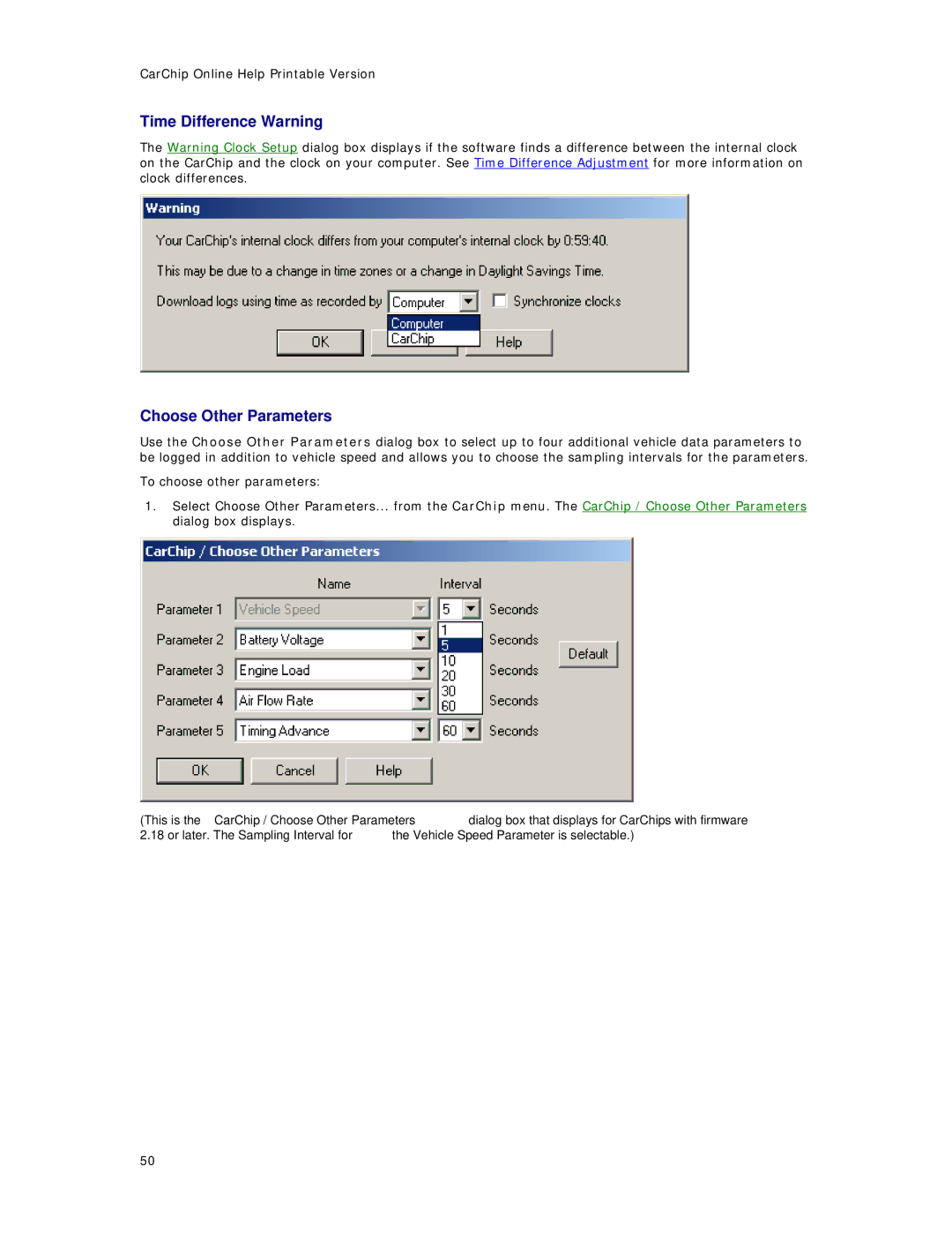 Davis Instruments 8241, 8245, 8246, 8226, 8211, 8220, 8221, 8225, 8210 manual Time Difference Warning Choose Other Parameters 