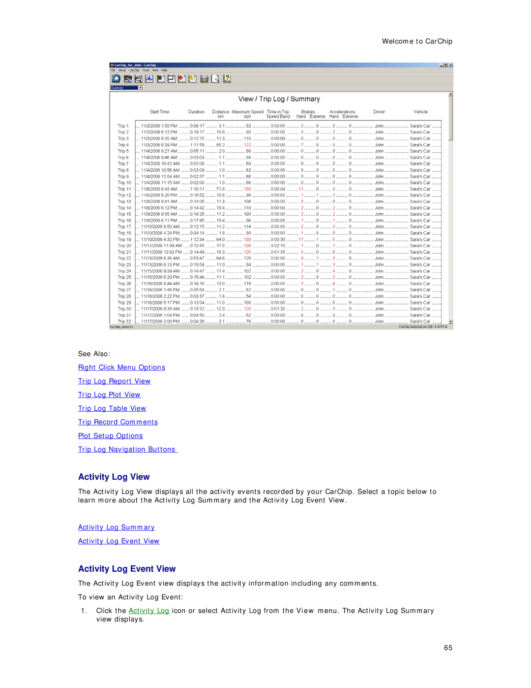 Davis Instruments 8221, 8241, 8245, 8246, 8226, 8211, 8220, 8225, 8210 manual Activity Log View, Activity Log Event View 