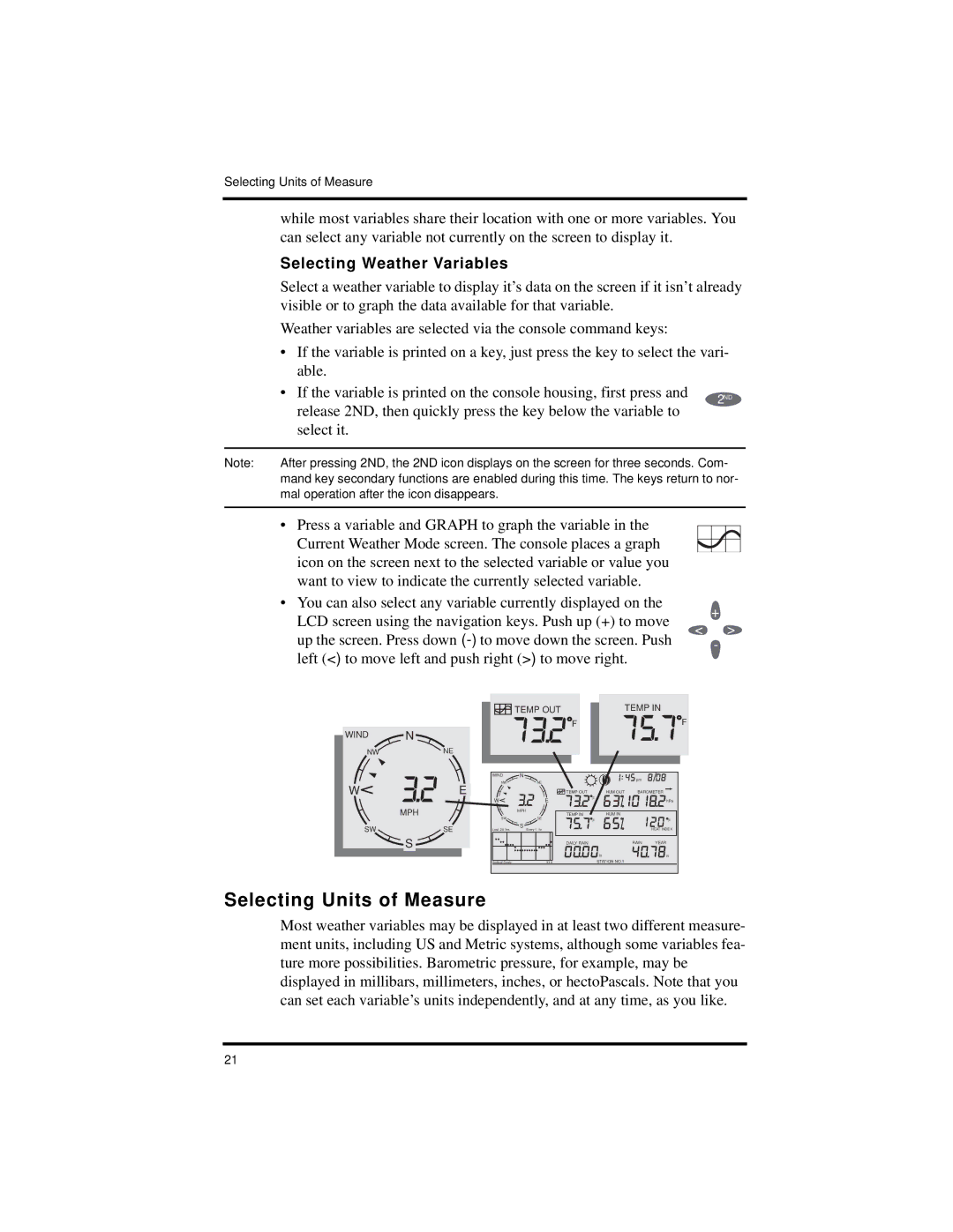 Davis Instruments Vantage Pro2 manual Selecting Units of Measure, Selecting Weather Variables 