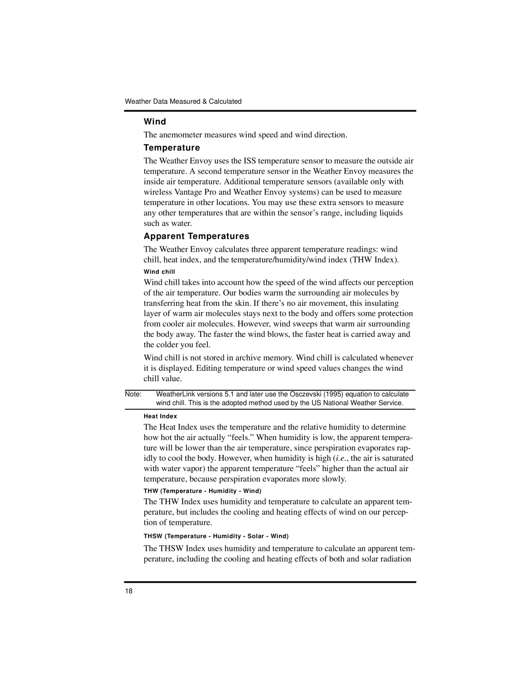 DAVIS Vantage Pro2 manual Wind, Apparent Temperatures 