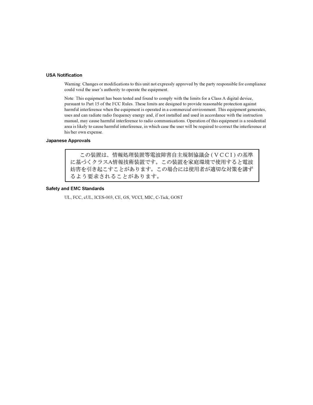 Daxten DSR8020, DSR2020, DSR4020, DSR1020 manual USA Notification Japanese Approvals Safety and EMC Standards 