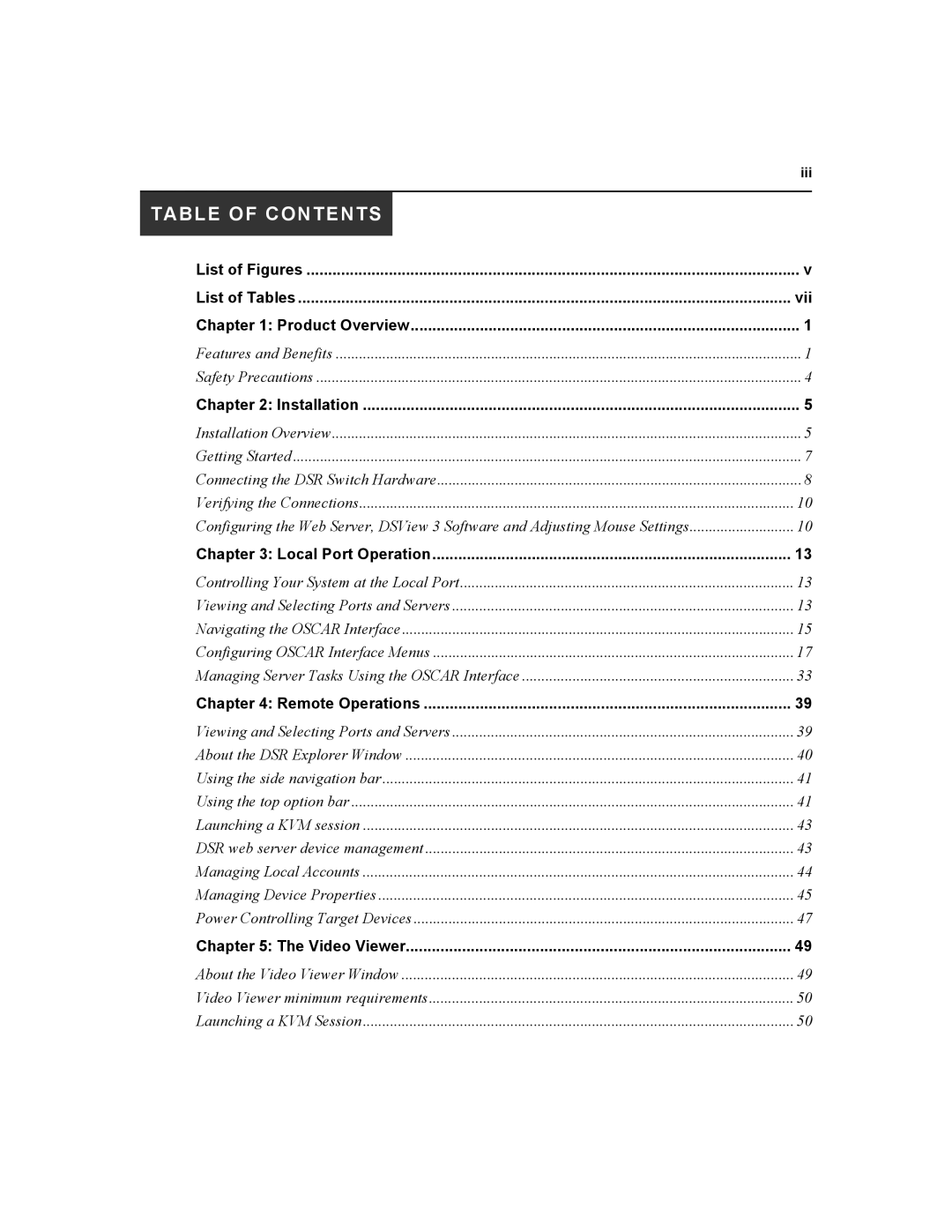 Daxten DSR1020, DSR2020, DSR4020, DSR8020 manual Table of Contents 