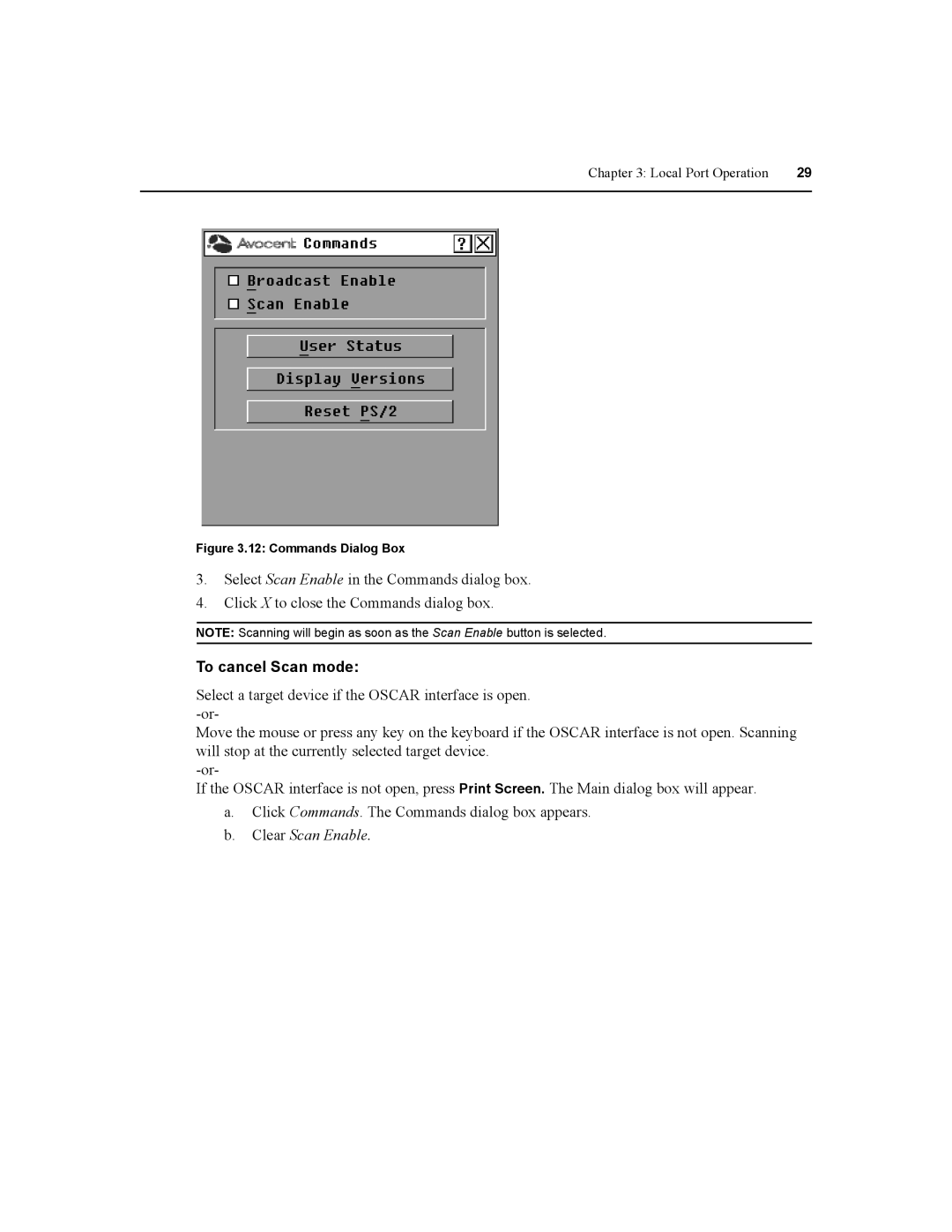 Daxten DSR4020, DSR2020, DSR8020, DSR1020 manual To cancel Scan mode, Commands Dialog Box 