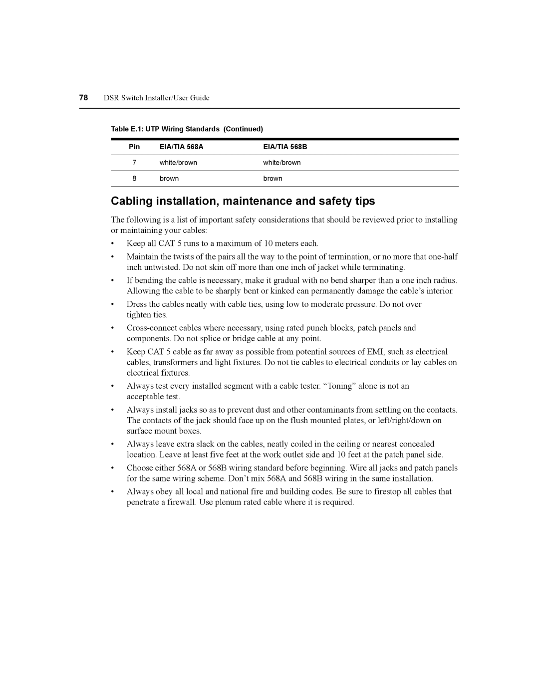 Daxten DSR8020, DSR2020, DSR4020, DSR1020 manual Cabling installation, maintenance and safety tips 