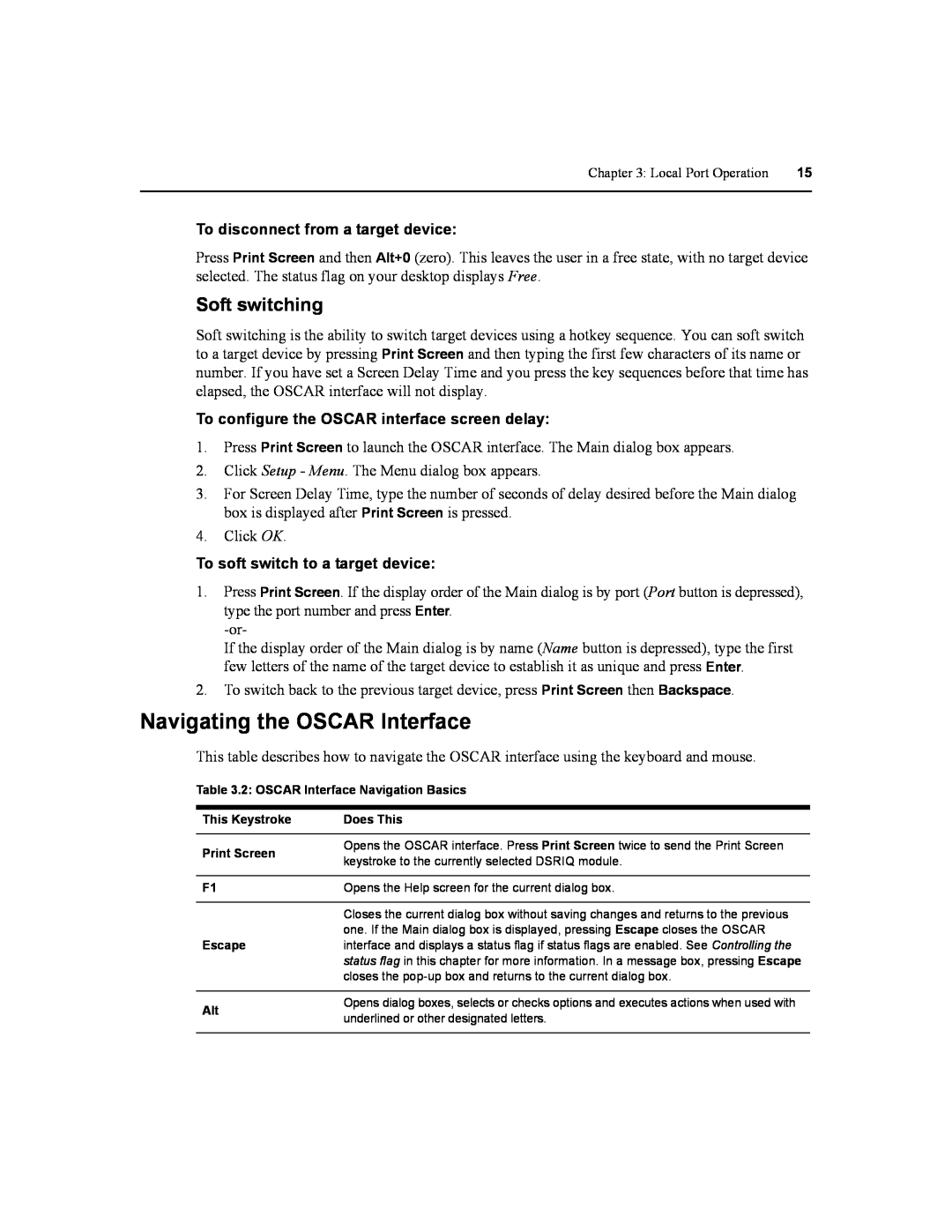 Daxten DSR1020, DSR2020, DSR4020, DSR8020 Navigating the OSCAR Interface, Soft switching, To disconnect from a target device 