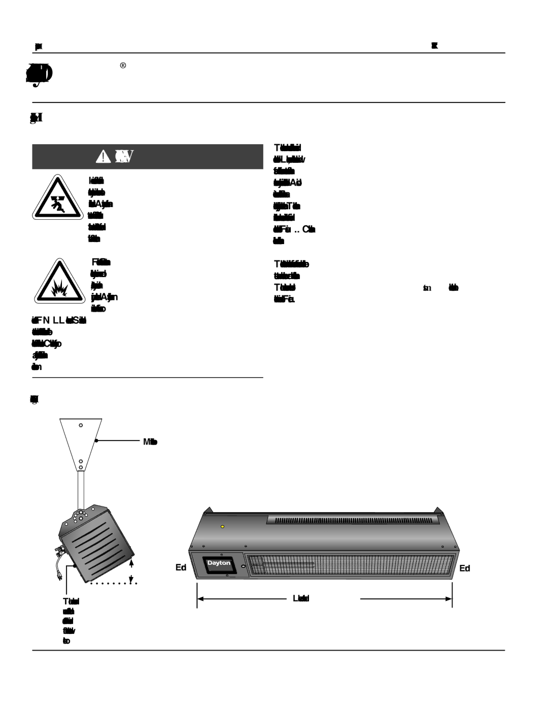 Dayton 1RVT8, 1RVT7 manual Heater Mounting, Heater Orientation 