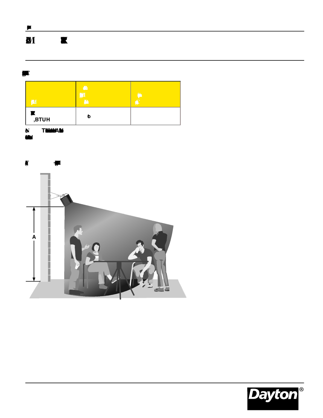 Dayton manual Chart 2.1 Recommended Mounting Heights, 1RVT7, 1RVT8 