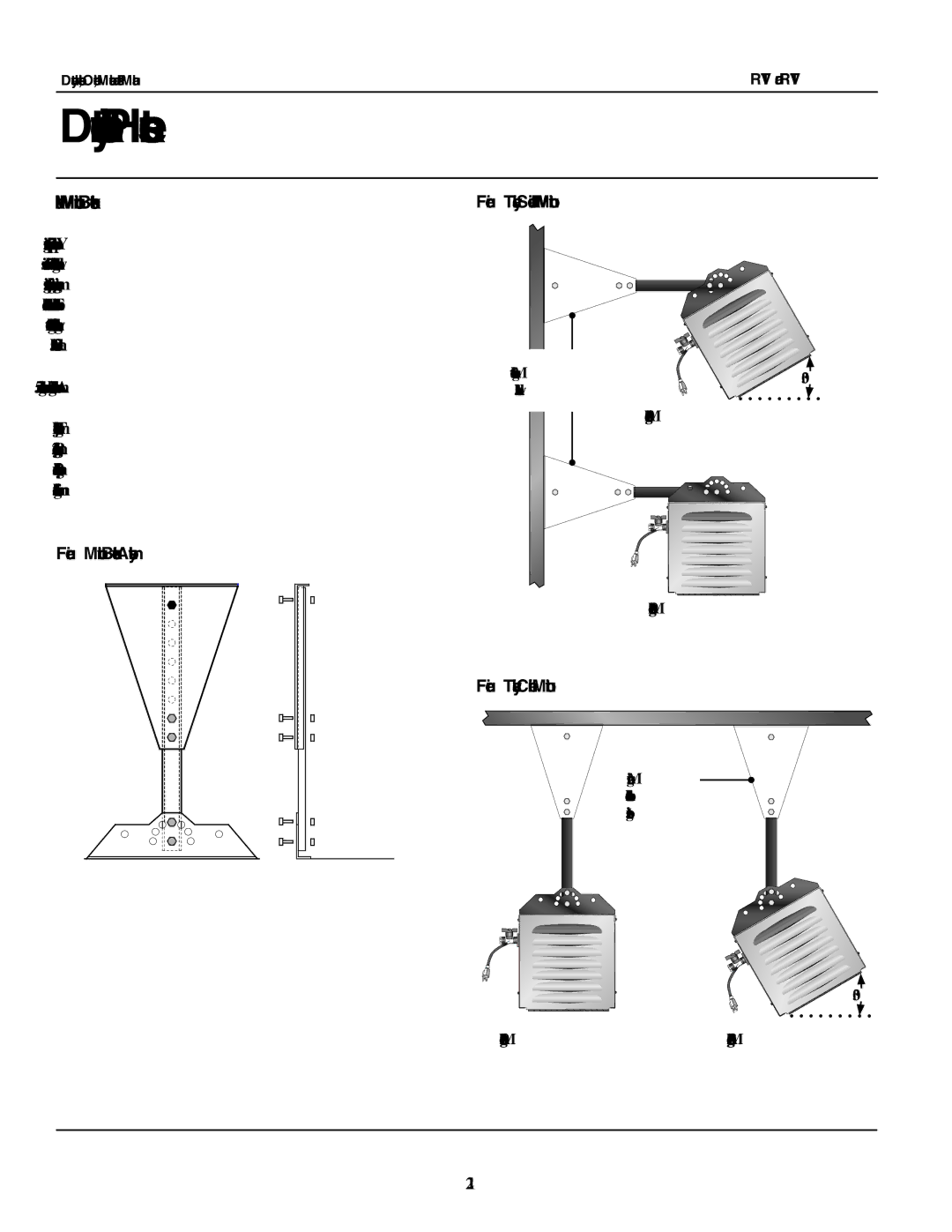 Dayton 1RVT8, 1RVT7 manual Wall Mounting Bracket, Typical Side Wall Mounting 